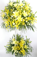 スタンド花 二段１色指定 ３万円コース（黄色系）